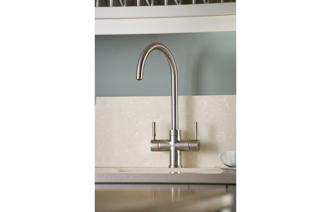 Abode Prostream 3 IN 1 Swan Spout Monobloc Tap - Brushed Nickel PT1102