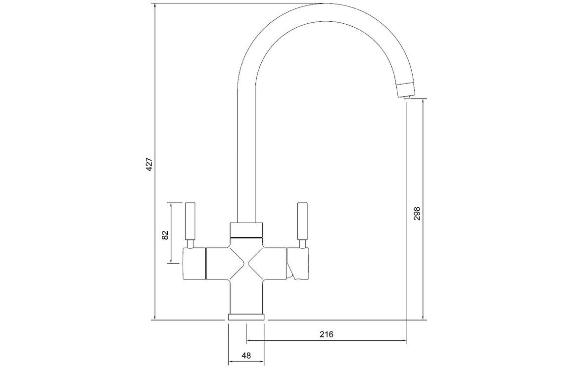 Abode Prostream 3 IN 1 Swan Spout Monobloc Tap - Graphite  PT1103