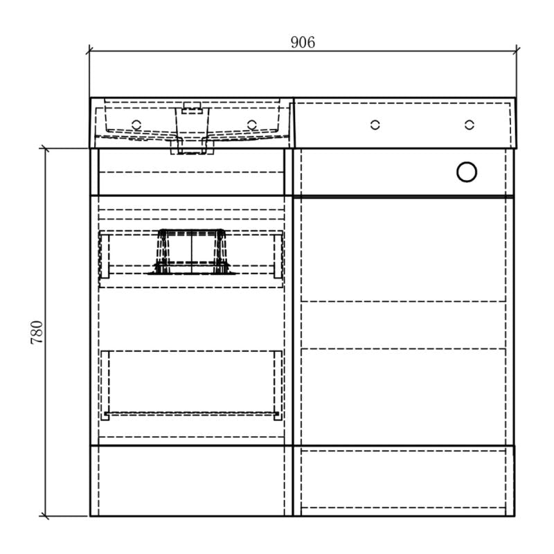 Alhambra 900mm Vanity & WC Combination Unit in Concrete – Left Hand