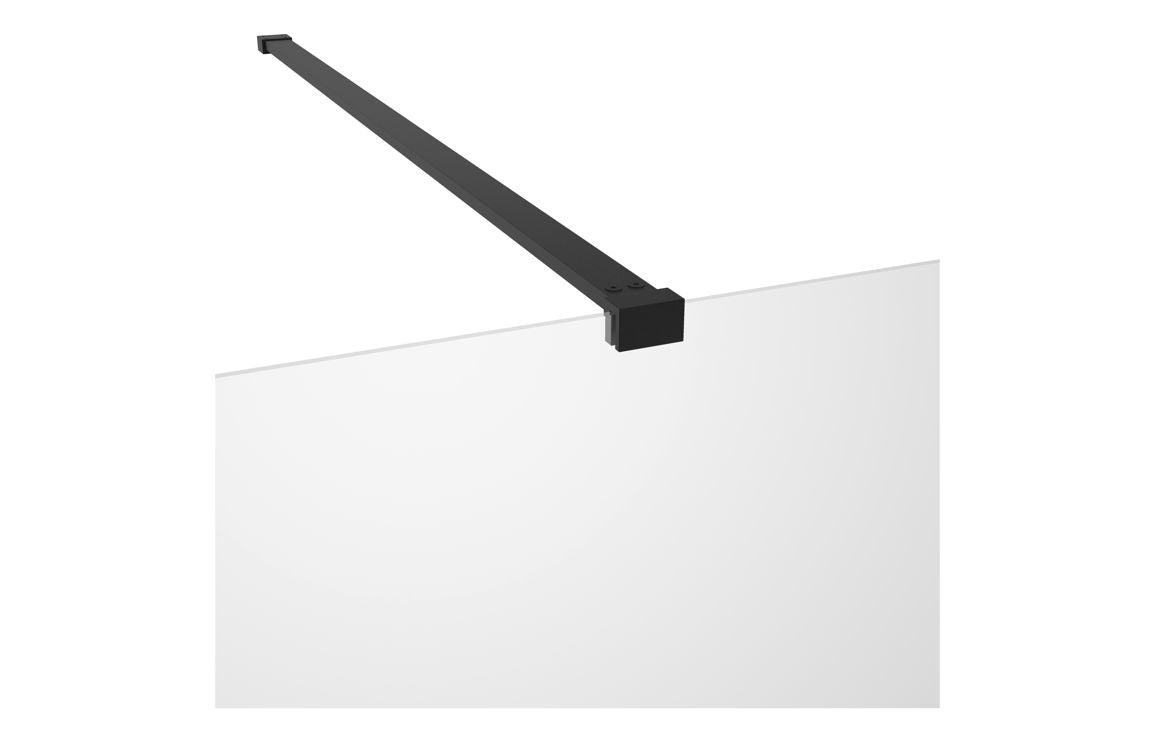 Iconix 900mm Wetroom Panel & Support Bar - Black DIEWP9044
