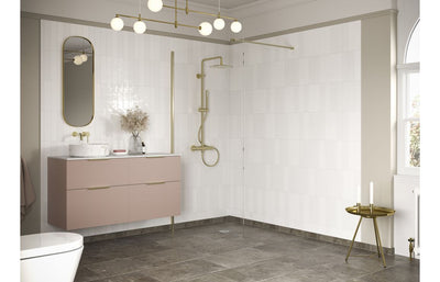 Iconix 900mm Wetroom Panel & Support Bar - Brushed Brass DIEWP9048