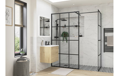 Iconix 1200mm Framed Wetroom Panel - Black DIEWP1230