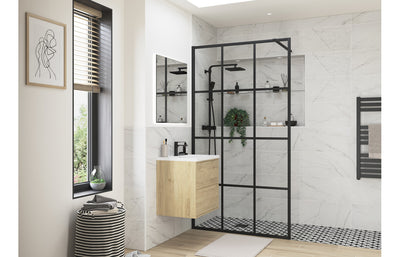 Iconix 800mm Framed Wetroom Panel - Black  DIEWP8074