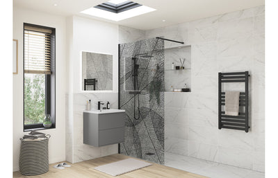 Iconix 1200mm Leaf Design Wetroom Panel - Black DIEWP1234