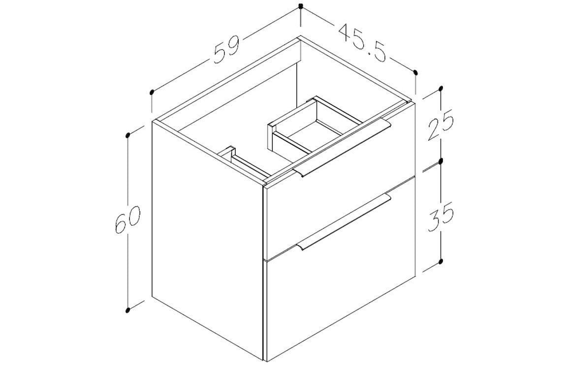 815mm Wall Hung 2 Drawer Basin Unit & 1TH Basin - Matt Deep Blue