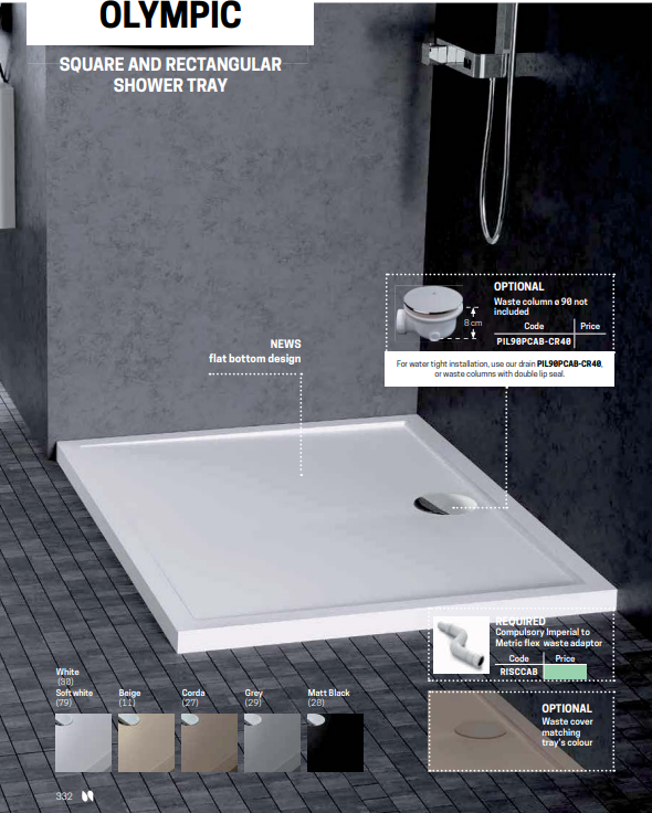Novellini Olympic Square Shower Tray 1000x1000x115mm - Corda