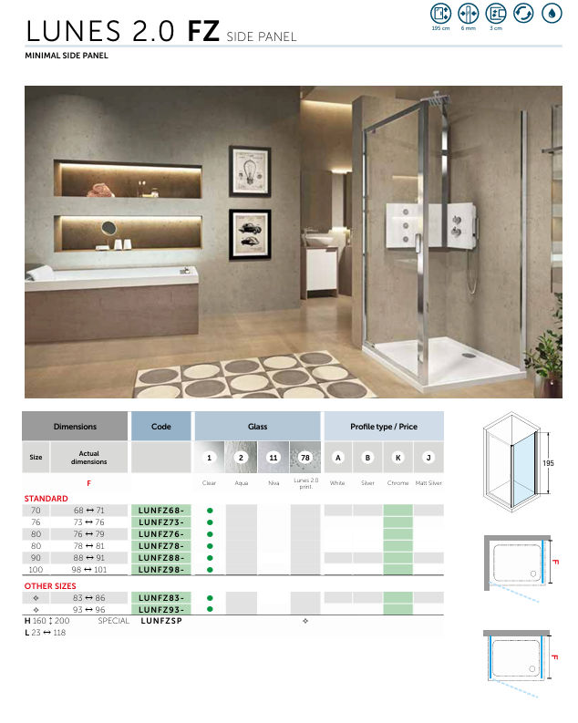 Novellini Lunes 2.0 Three Part Sliding Door - Chrome