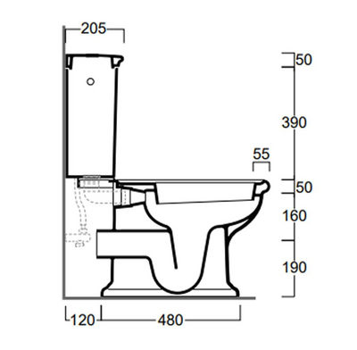 Laura Close Coupled Toilet with White Gloss seat