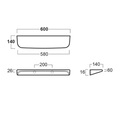 Ruth 600mm Wall Hung Ceramic Shelf