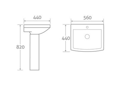 Gina 560mm Basin & Full Pedestal