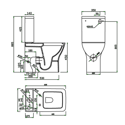 Florida Close Coupled Rimless Toilet & Soft Close Seat