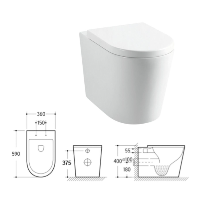 Chloe Back to Wall Toilet & Soft Close Seat