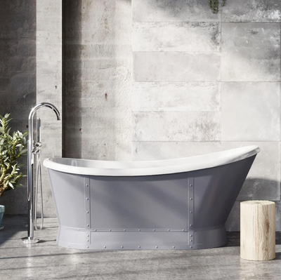 Sleek Grey Freestanding Acrylic Bath - 1676x780mm