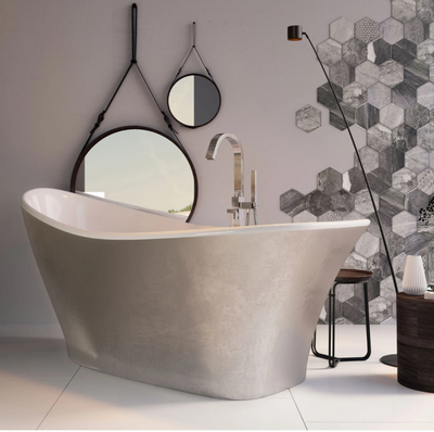 Leo Silver Freestanding Acrylic Bath - 1750x750mm