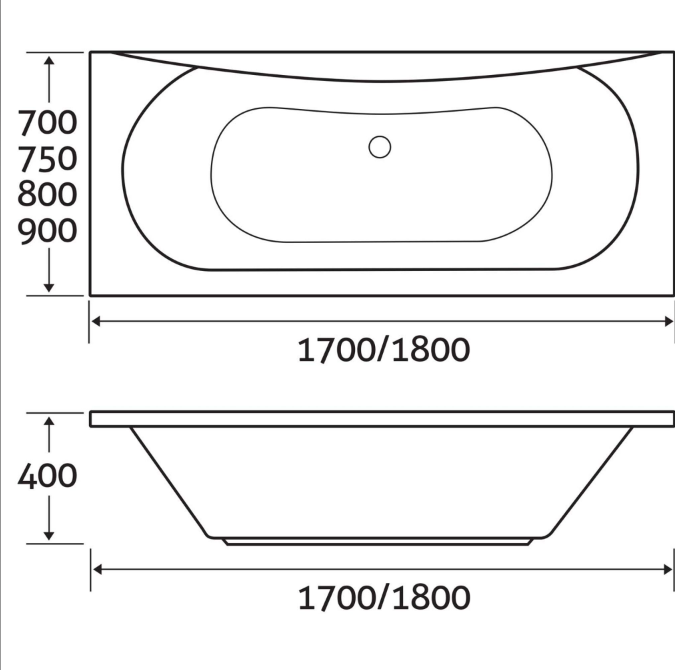 Cascade Simply Air Super-Strong Acrylic Bath 1700x700mm