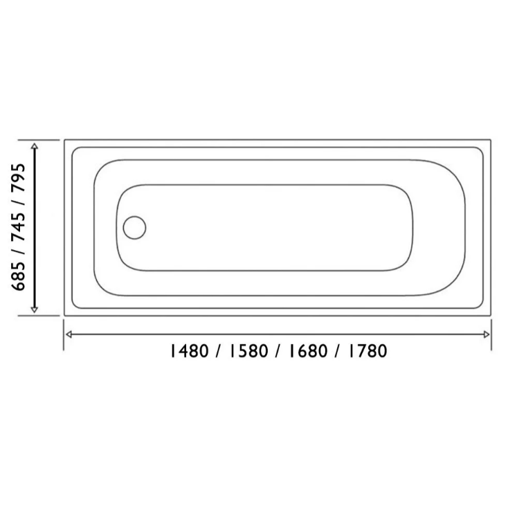 Leo Single Ended Reinforced Acrylic Bath – 1680x685mm