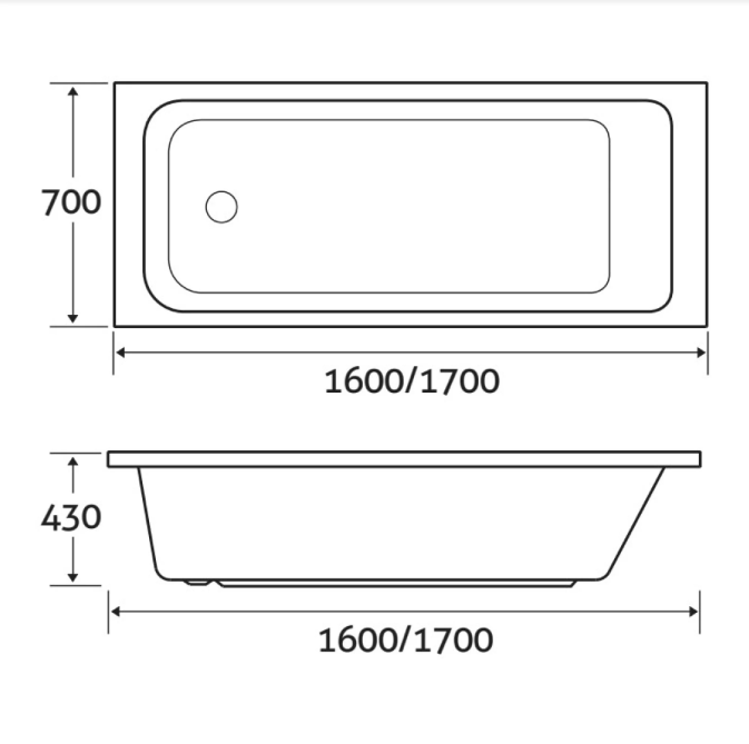 James White Bath Super-strong Acrylic 1700x700mm