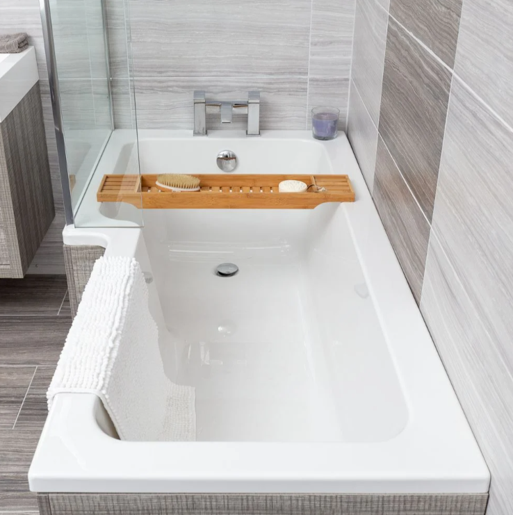 Harmony Super Strong Acrylic L-Shape Shower Bath - 1700 x 820/700mm Left Hand