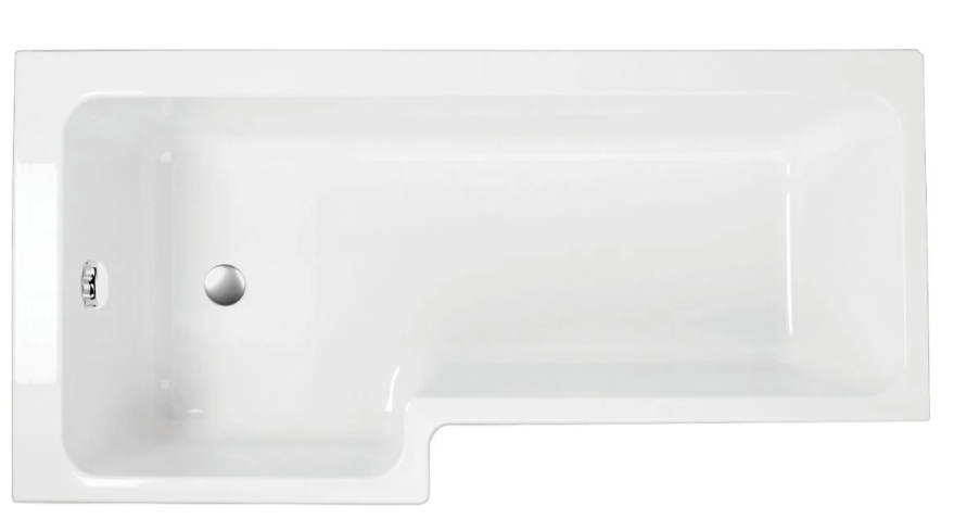 Harmony Super Strong Acrylic L-Shape Shower Bath - 1700 x 820/700mm Left Hand