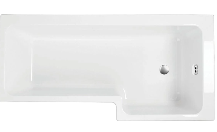 Harmony Acrylic L-Shape Shower Bath - 1700 x 820/700mm Right Hand