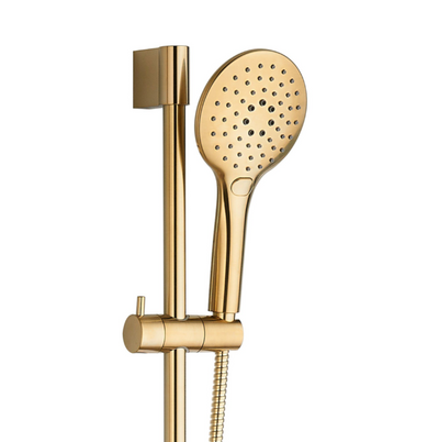 Annie Round Exposed Thermostatic Bar Valve & Slide Rail Shower Kit - Brushed Gold N24