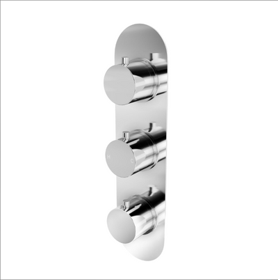 Ellie Round Triple Control Concealed Thermostatic Shower Valve With Triple Outlet - Chrome N24