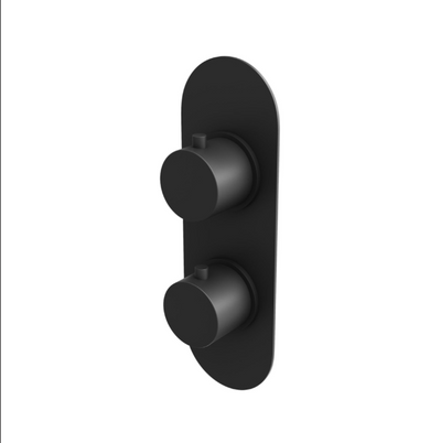 Ellie Round Dual Control Concealed Thermostatic Shower Valve With Dual Outlet - Matt Black N24