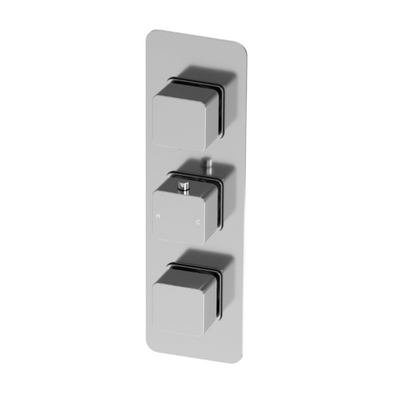 Marge Square Triple Control Concealed Thermostatic Shower Valve With Triple Outlet - Chrome N24