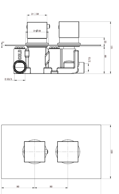 Liberty Single Outlet Square Concealed Valve with Shower Head and Arm - Gunmetal