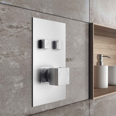 Style Double Outlet Concealed Valve with Square Slide Rail Kit & Bath Spout