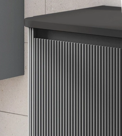 Jack 800mm Ribbed Floorstanding Vanity Unit with Doors in Charcoal with Black Worktop N23