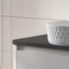 Jack 600mm Ribbed Floorstanding Vanity Unit with Doors in White with Black Worktop N23
