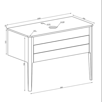 Sarah 1000mm Vanity Unit in Matt White inc worktop with 1 tap hole