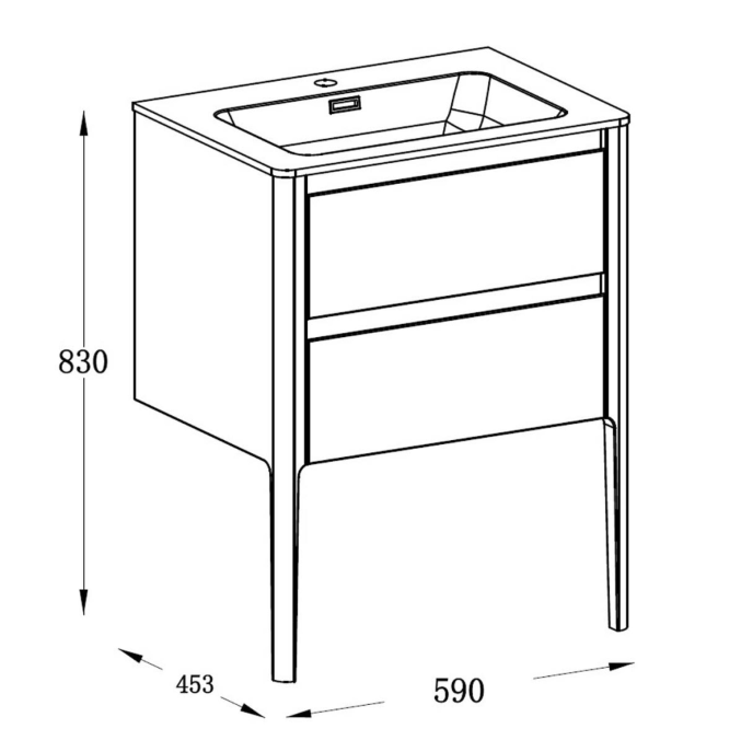 Sarah 600mm Vanity Unit with Integrated Basin in Gloss White