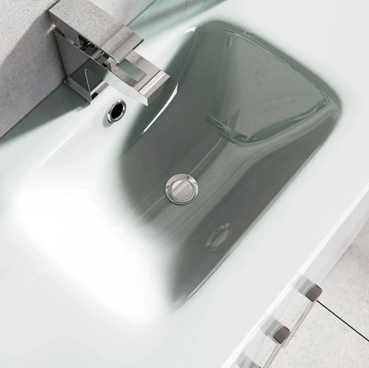 Veto 800mm Floor Standing Vanity Unit Dark Elm With White Glass Basin