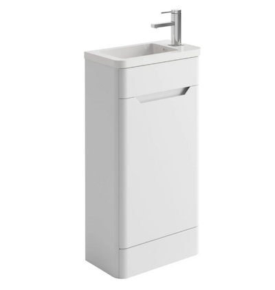 Eon 450mm Floor Standing Cloakroom Vanity Unit in Matt White