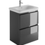 Nancy 600mm Floor Standing Vanity Unit & Link Resin Basin in Titanium Grey Gloss