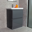Nancy 600mm Floor Standing Vanity Unit & Link Resin Basin in Titanium Grey Gloss