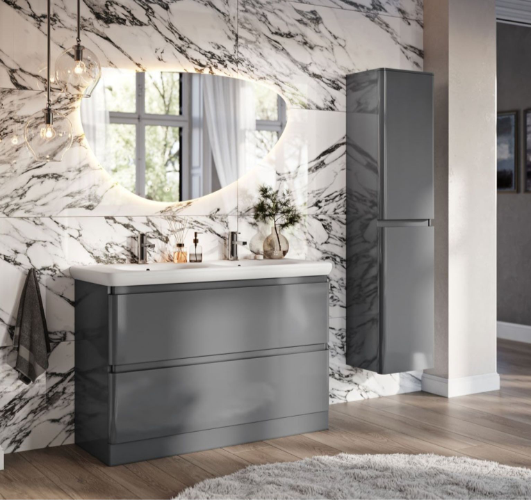 Nancy 1200mm Floor Standing Vanity Unit with Lynx Resin Basin in Titanium Grey