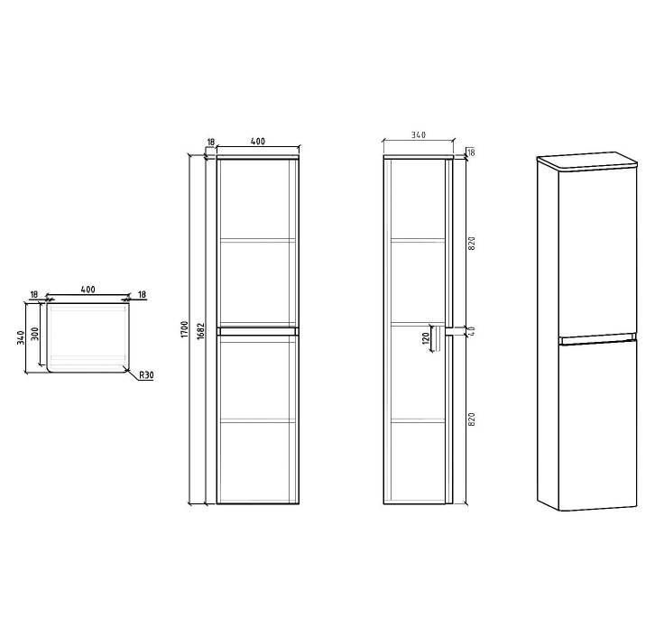 Nancy Titanium Grey Wall Mounted Tall Storage Unit