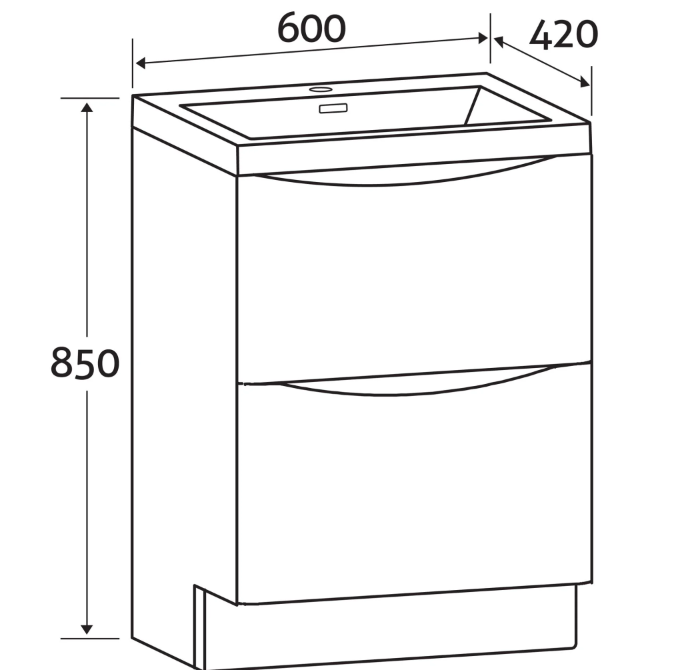 Montana 600mm Floorstanding Vanity Unit in Rosewood & Link Resin Basin