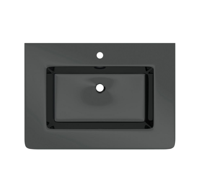 Montana 600mm Wall Hung Vanity Unit in Gloss White & Grey Glass Basin