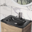 Montana 600mm Wall Hung Vanity Unit in Light Oak & Grey Glass Basin