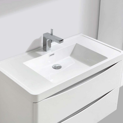 Montana 900mm Wall Hung Vanity Unit in Gloss White & Resin Basin