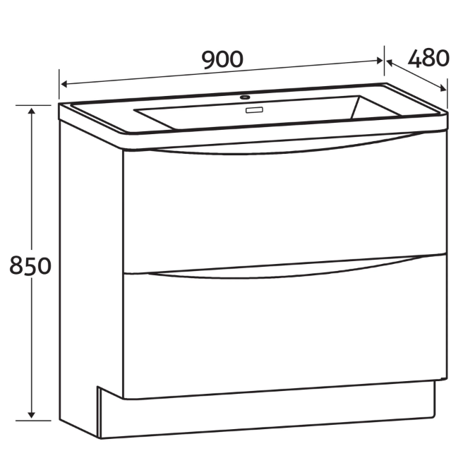 Montana 900mm Floorstanding Vanity Unit in Gloss White & Link Resin Basin