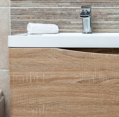 Montana 1200mm Wall Hung Vanity Unit in Light Oak & Resin Basin