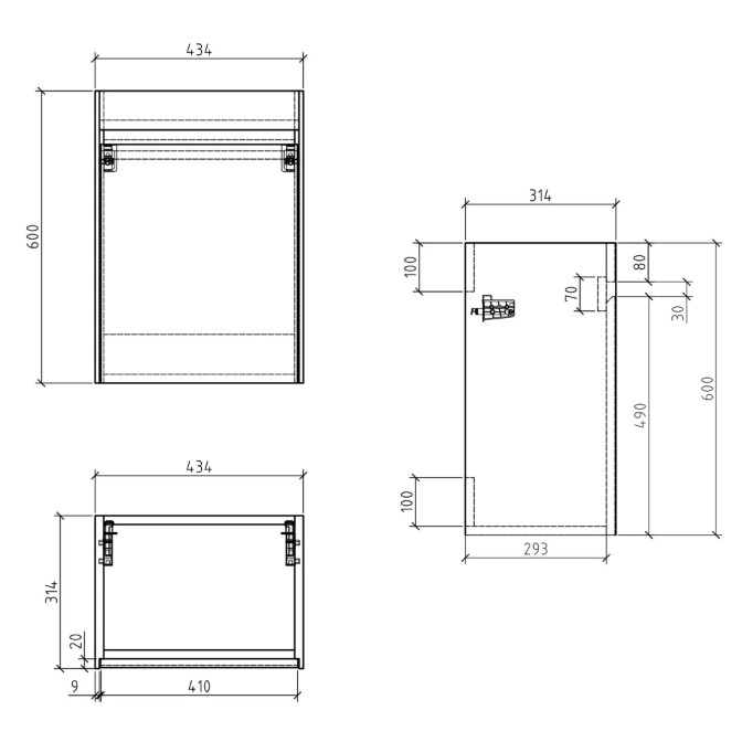 Oscar 440mm Wall Hung Cloakroom Vanity Unit with Resin Basin in Leached Oak