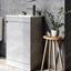 Oscar 545mm Floor Standing Cloakroom Vanity Unit with Resin Basin in Concrete