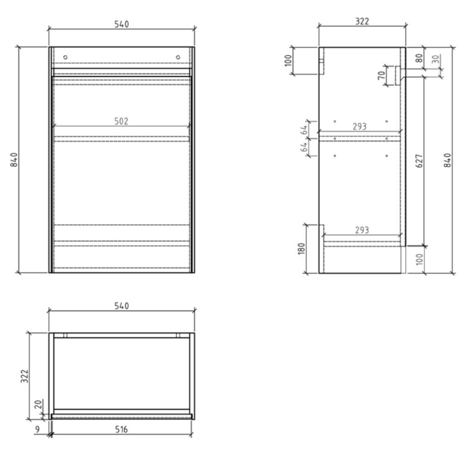 Oscar 545mm Floor Standing Cloakroom Vanity Unit with Resin Basin in Concrete
