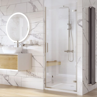 Evelyn 900mm Hinged Shower Door - Brushed Nickel N24